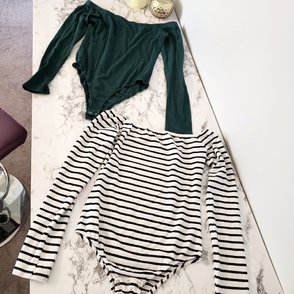 2 pc cold shoulder bodysuit lot